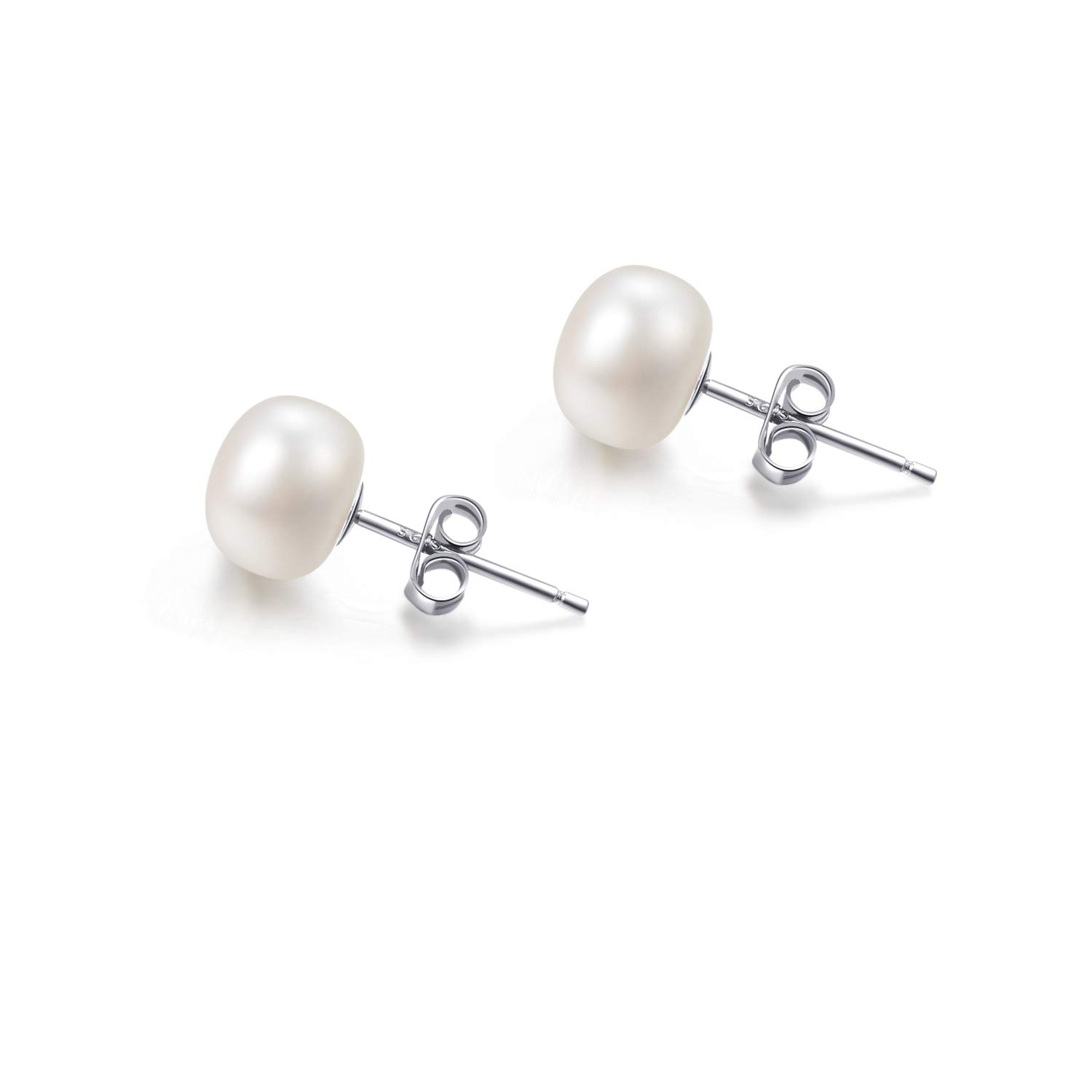 Süßwasserperlen Ohrringe Echt 925 Silber Perlenohrringe Stecker Weiß 5MM 6MM 7MM 8MM 10MM Süßwasser-Zuchtperlen Ohrringe Ohrstecker
