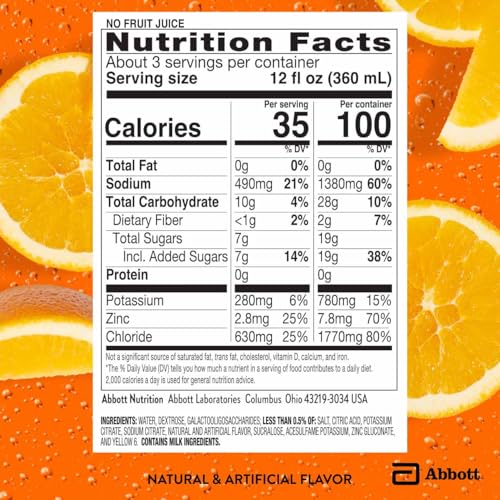 Image of Pedialyte AdvancedCare Plus Electrolyte Hydration Drink, Has 33% More Electrolytes and Has PreActiv Prebiotics, Orange Breeze, 1 Liter, Pack of 4