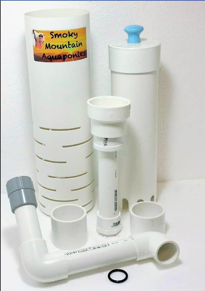 Aquaponics Bell Siphon Kit for IBC Growbed 12" Media: Easily Adjustable! Over 20,000 Siphons Sold Worldwide So Buy with Confidence!