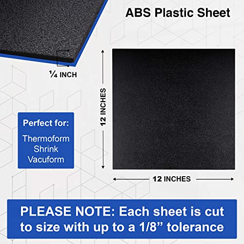 Image of Duco ABS Plastic Sheet 1 /4 inch (6mm) Thick 12 inch x 12 inch - 1 Pack of USA-Made Textured & Matte ABS Black Sheet - Heat Moldable Plastic Panel for Home Decor, Crafts, Robotics, DIY Projects and Industrial