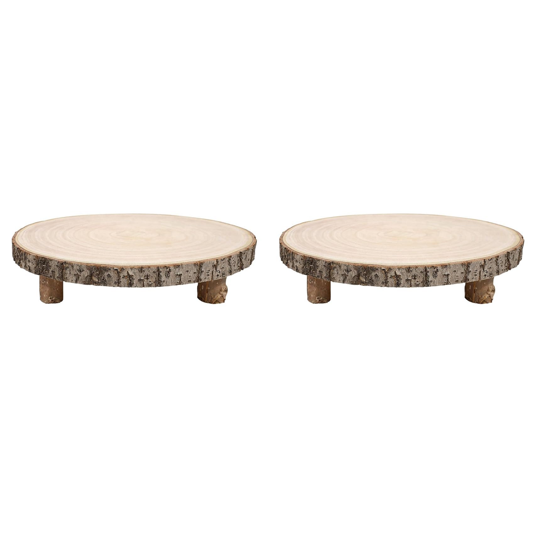 Hndhbfgrt 2pcs 11 Inch Wood Cake Stand, Round Wooden Cupcake Pedestal, Paulownia Wood with Legs, Rustic Cake Holder Wooden
