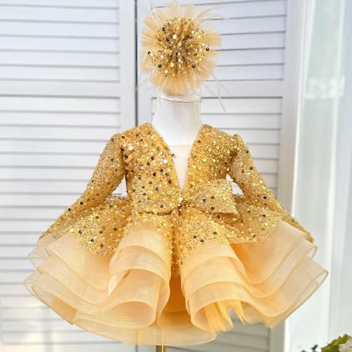 Baby Girl Pageant Dress Shiny Sequins Toddler Flower Girl Dress for Wedding Birthday Party Gown Dresses2