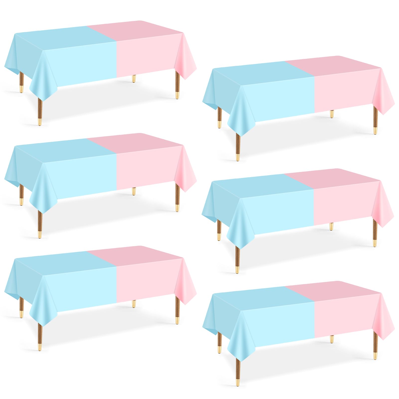 mwellewm 6 Pcs Gender Reveal Table Cloths Decorations Supplies Disposable Plastic Pink and Blue Tablecloth Rectangle Pastel Table Cover for Boy Girl