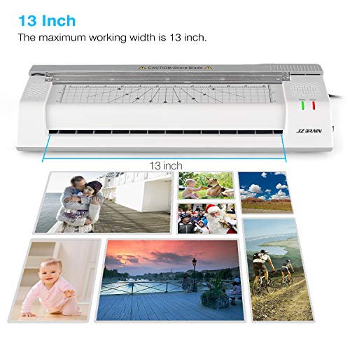 Laminating Machine, JZBRAIN Laminator Machine for A3 A4, Included 20 Laminating Sheets, Paper Cutter and Corner Rounder for Home Office School Teachers Use, Laminate up to 13 inches Wide, Gray