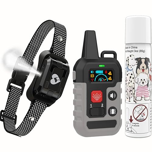 Citronella Dog Training Collar with Remote, 4 Modes Beep/Vibration/Spray/Spray Enhancement, Humane Safe Rechargeable Dog Bark Collar, IPX7 Waterproof Spray Collar, Range 300m ?Only Work with Remote?