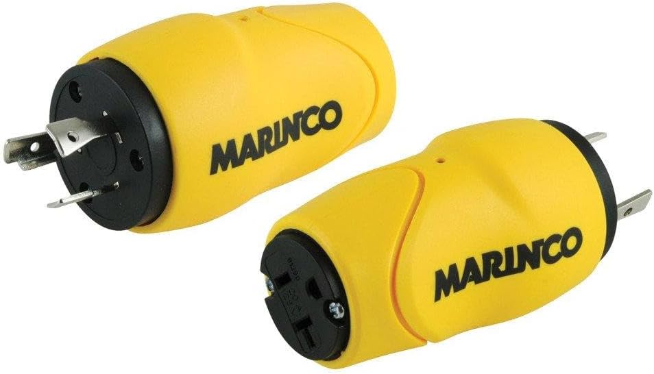 Marinco Straight Adapter 20Amp Locking Male Plug to 15Amp Straight Female Adapter