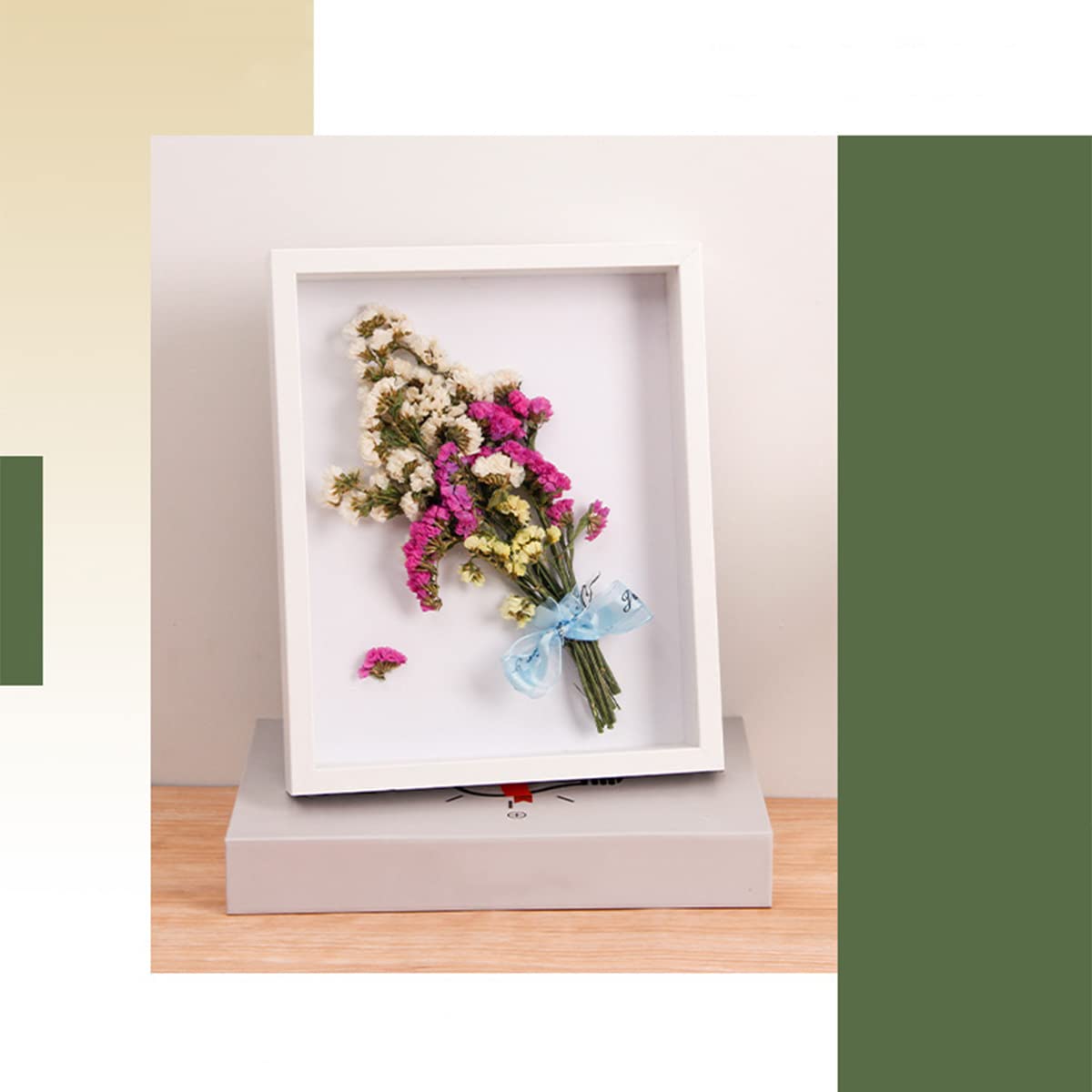 Stojąca Szafka Cieniowa Rzemiosła Drewniana Ramka Na Zdjęcia 15.2x20.3cm, Dekoracyjna Ramka 3D Na Suszone Próbki Kwiatów, Głębokość 3 Cm