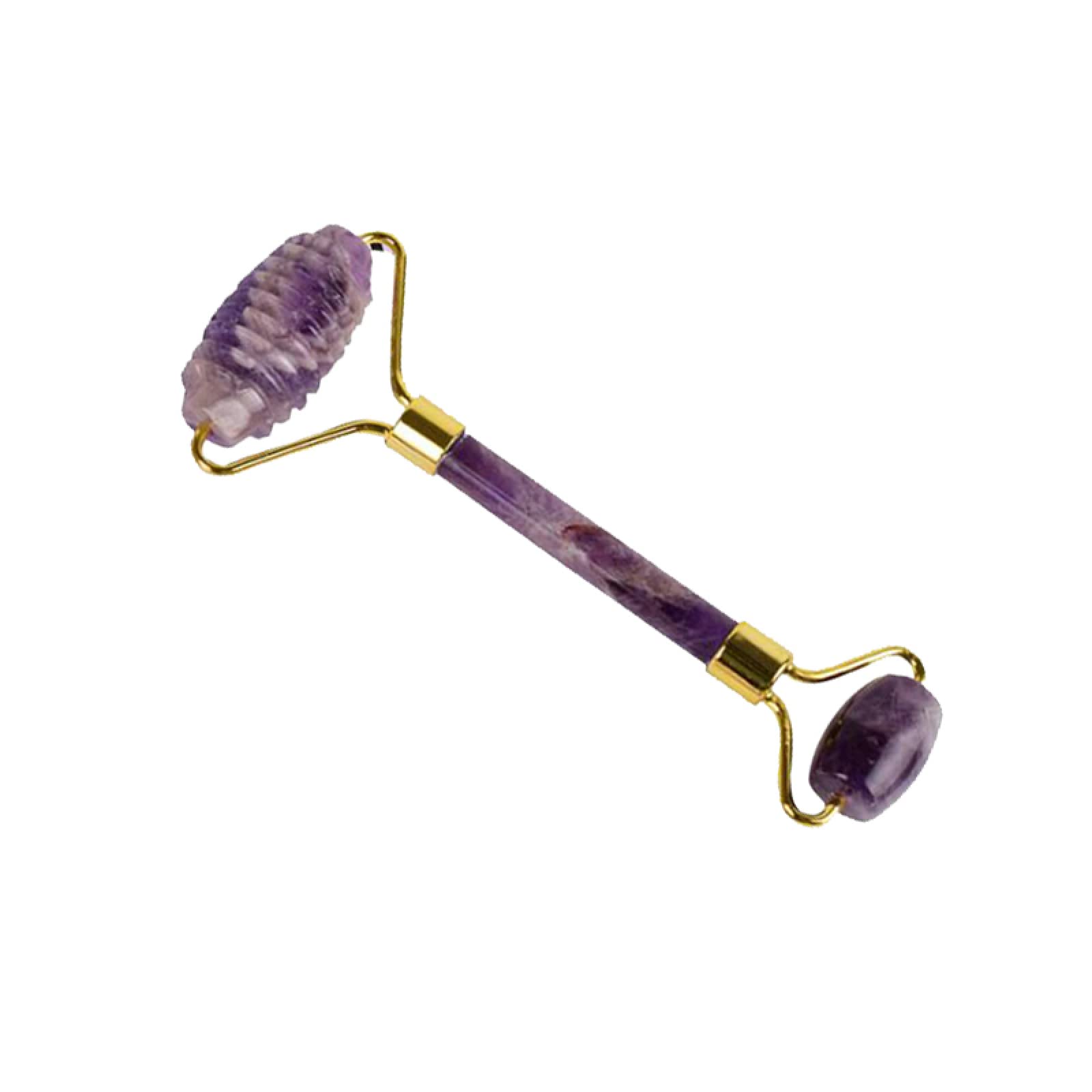 Rascador de rodillo de jade de amatista natural para cara Gua Sha juego de herramientas de masaje SPA raspado de piedra de elevación facial, tipo 4
