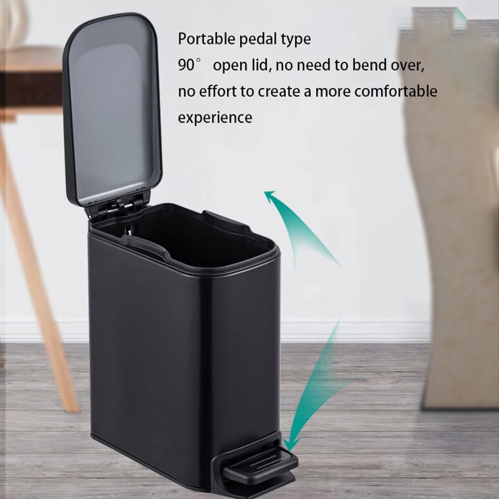 Cubo Basura Casa Pedal de Acero Inoxidable con Tapa, Basura Rectangular Papelera contenedor for baño Cocina for el hogar Papelera Reciclaje(B)