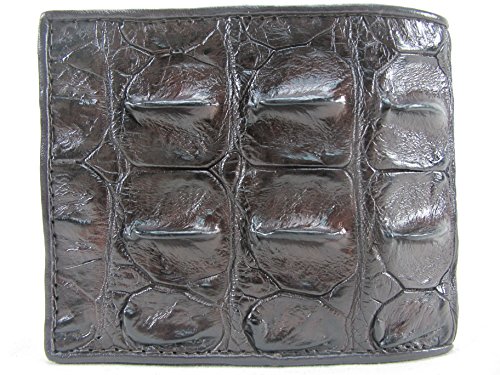 Image of Pelgio Genuine Crocodile Alligator Backbone Skin Leather Bifold Wallet ([B1] 6 Card Slots + 2 ID Windows + 2 Compartment for Bills, Chocolate Brown)