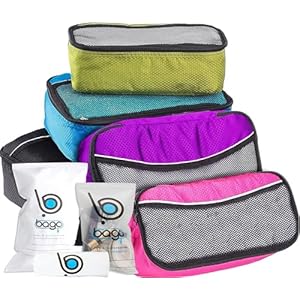 bago 8 Pcs Packing Cubes for Suitcases – 5 Travel Cubes with 3 ZipLock Bags – Luggage Organizer Bags to Get Maximum Storage, Save Time & Effort to Pack – Happy Traveling (Black Blue Purple Green Pink)