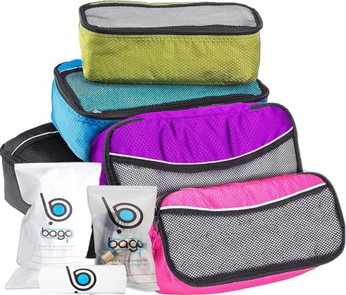 bago 8 Pcs Packing Cubes for Travel - 5 Travel Packing Cubes for Suitcases with 3 ZipLock Bags, Luggage Organizer Bags to Get Maximum Storage, Save Time & Effort to Pack (Black Blue Purple Green Pink)