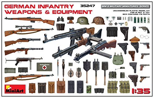 MiniArt 35247 1:35 - Juego de Armas y Accesorios de infantería Alemana, réplica Fiel, construcción de maquetas, Kit de plástico, Manualidades, aficiones, Pegar, maquetar, Montar sin Pintar