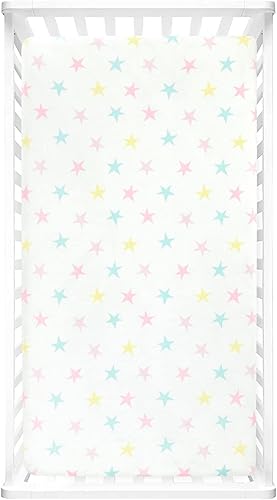 Miniatura 2 de Lush Decor Rainbow Allover Stars - Sábana bajera ajustable para cuna, 52 x 28 pulgadas, amarillo