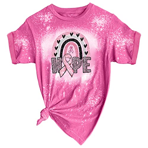 Octobre Rose t-shirt rose femme col rond imprimé haut ample pour marche solidaire