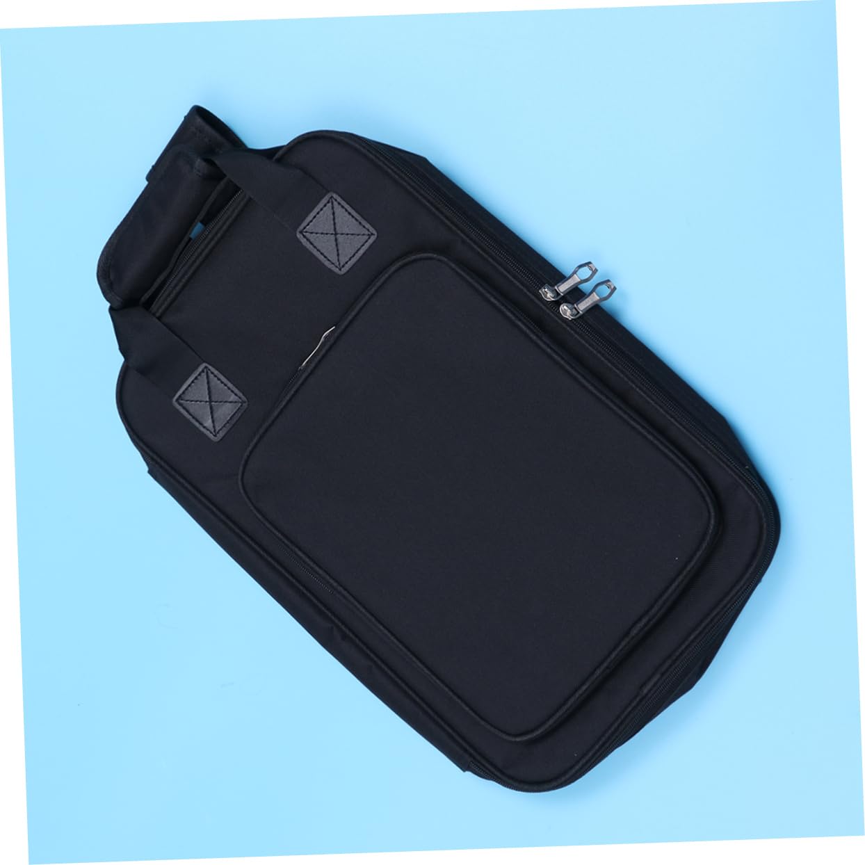 HEMOTON Custodia per Bacchette Batteria in Pvc Nero Grande Capacità, Maniglia per Trasporto, Ganci Doppi, per Pratica e Concerti