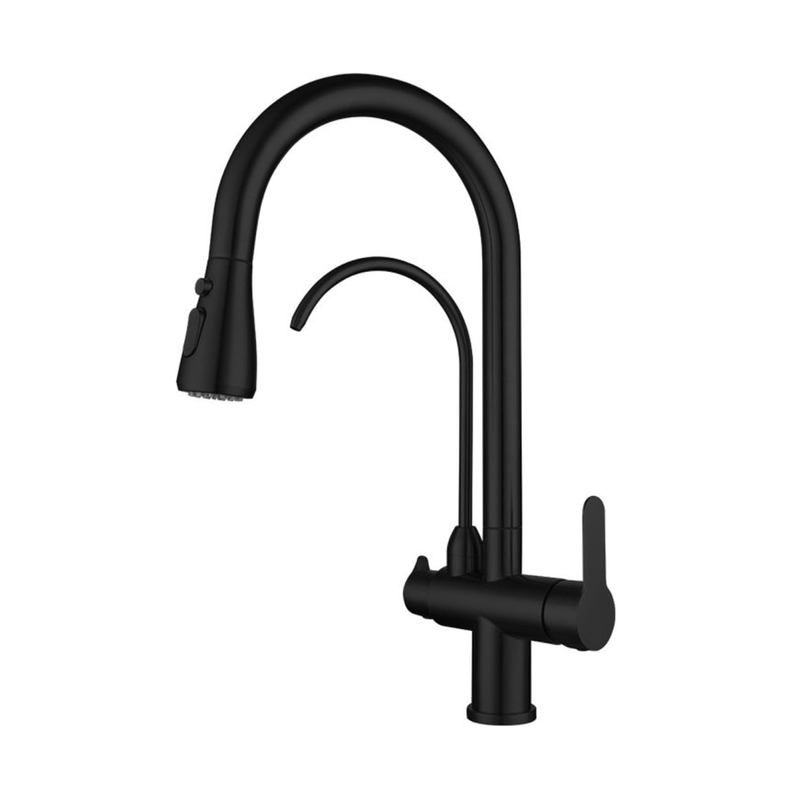 Fanjubei Black Kitchen Pull-Out Telescopic Rotating 304 Stainless Steel Hot And Cold Drinking Water Faucet,
