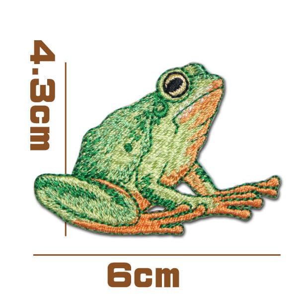Amazon.co.jp: 刺繍 アイロン ワッペン【カエル】タテ4.3cm ヨコ6cm 蛙 