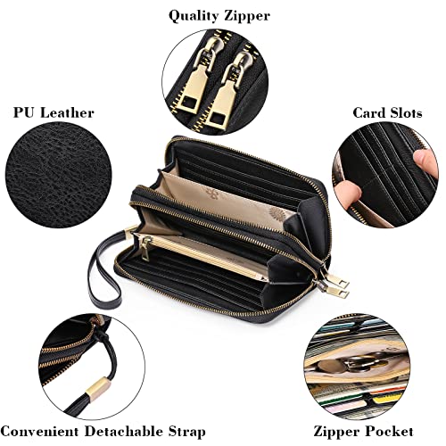 Image of GAEKEAO RFID Leather Wristlet Wallet for Women with Grip Strap