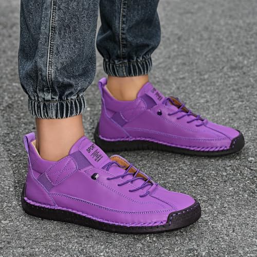 Image of Womens Casual Shoes Ankle Chukka Boots Slip On Breathable Loafers Handmade Fashion Sneakers Mid top Walking Driving Flats Shoes