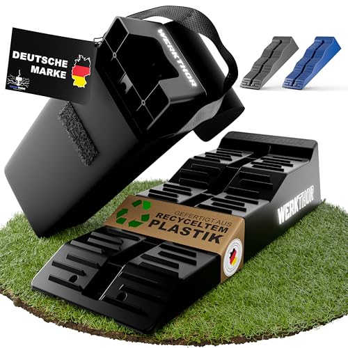 WERKTHOR Cales pour Camping-Car 3 Niveaux [Jeu de 2 – Noir] | Cale pour Camping Car et Camping-Car | Rampe Camping Car de Nivellement | Cale Roue Caravane...