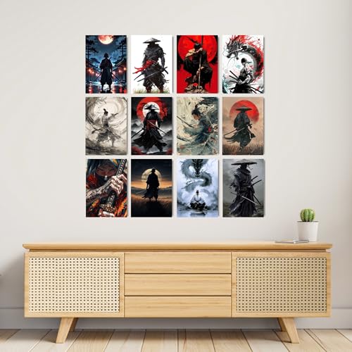 Image of Posters Inc Warrior Art Posters for Room Decor, Set of 12, 8x12 inch A4 Sized, Empowering Warrior Posters for Home, Premium Matte Paper, 300 GSM, Birthday Gift for Men, Gluedots Included.