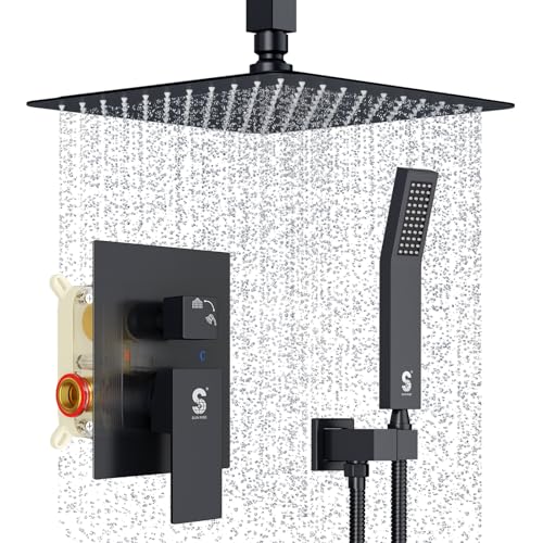 Image of SR SUN RISE 10 Inch Ceiling Mount Rain Shower System,Matte Black