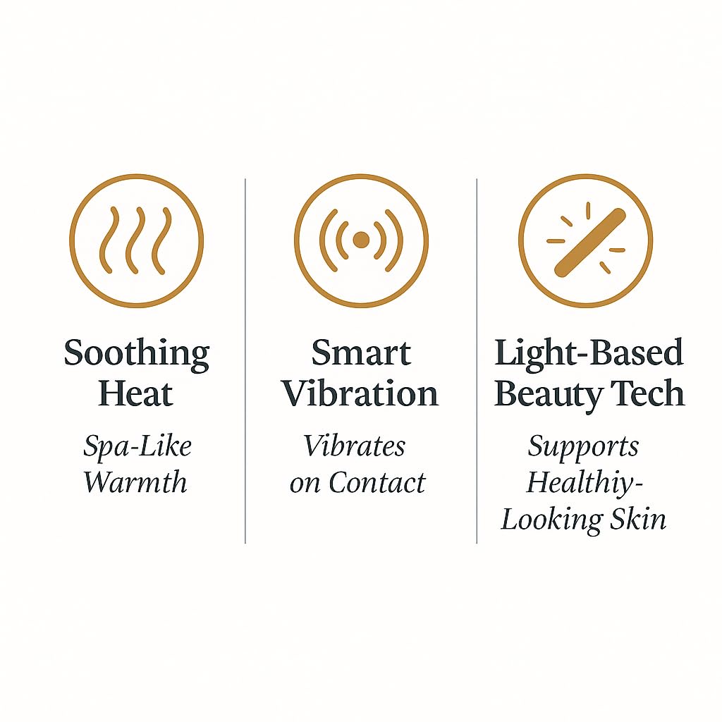 Masajeador facial 3 en 1, herramienta de masajeador facial con calor relajante, vibración y tacto inteligente, modos de luz roja, azul y verde para relajación y resplandor, compacto y 4