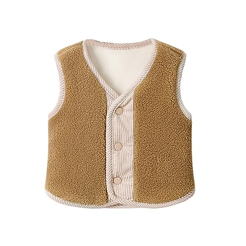 Libaobaoyo Toddler Kids Sherpa Fleece Waistcoat Button Vest Sleeveless Outerwear Baby Girl Boy Jacket