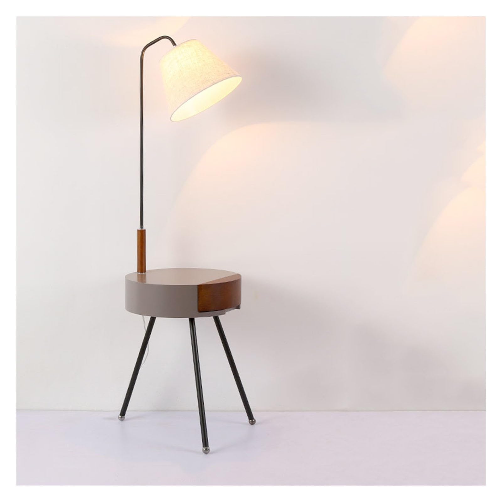 E7v2T9k6 Standard Lamp Floor Lamp with Table Drawers, Premium Night Stand with Bedside Tables Corner