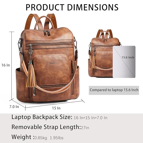 Image of Shrrie Vegan Leather Laptop Backpack for Women 15.6 inch Work Backpack Fashion Travel Backpack Purse for Travel College Work