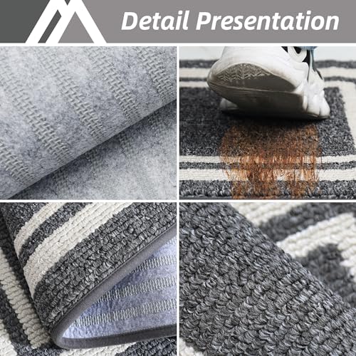 COSY HOMEER 2-Piece Nonslip Kitchen Runner Rug Set, 51x76cm+51x122cm, Absorbent and Machine Washable Kitchen Floor Mats, 100% Polypropylene Carpet Runners for Anti Water Splashes, Grey - Image 6