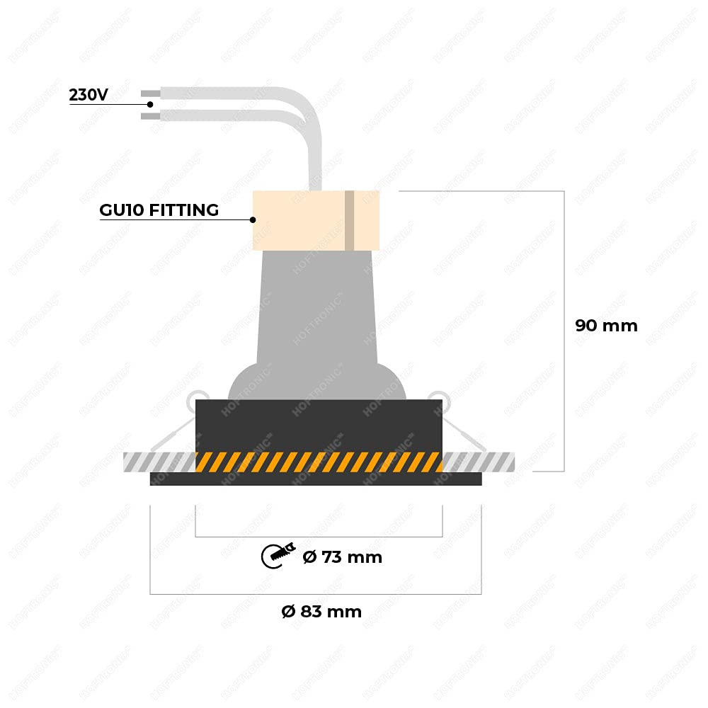 HOFTRONIC - 3er LED Einbaustrahler IP44 Wasserdicht 230V 3x4W 3x345 Lumen Dimmbar Weiß 6500K Kaltweiß GU10 Bad Einbauleuchte Einbauspot Einbauleuchte für innenbereich und Außenbereich