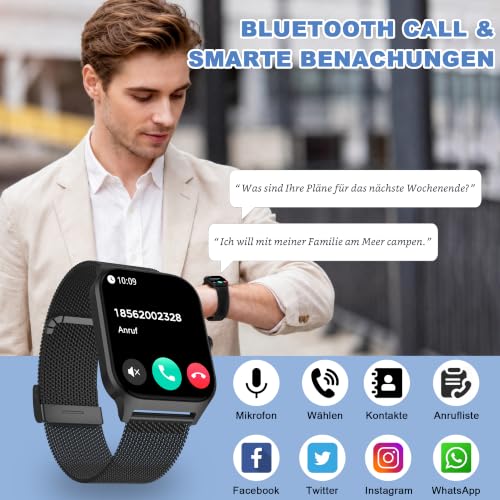 LODIMEKE Smartwatch Blutdruckmessung, Fitnessuhr Herren Damen – Ansicht 2