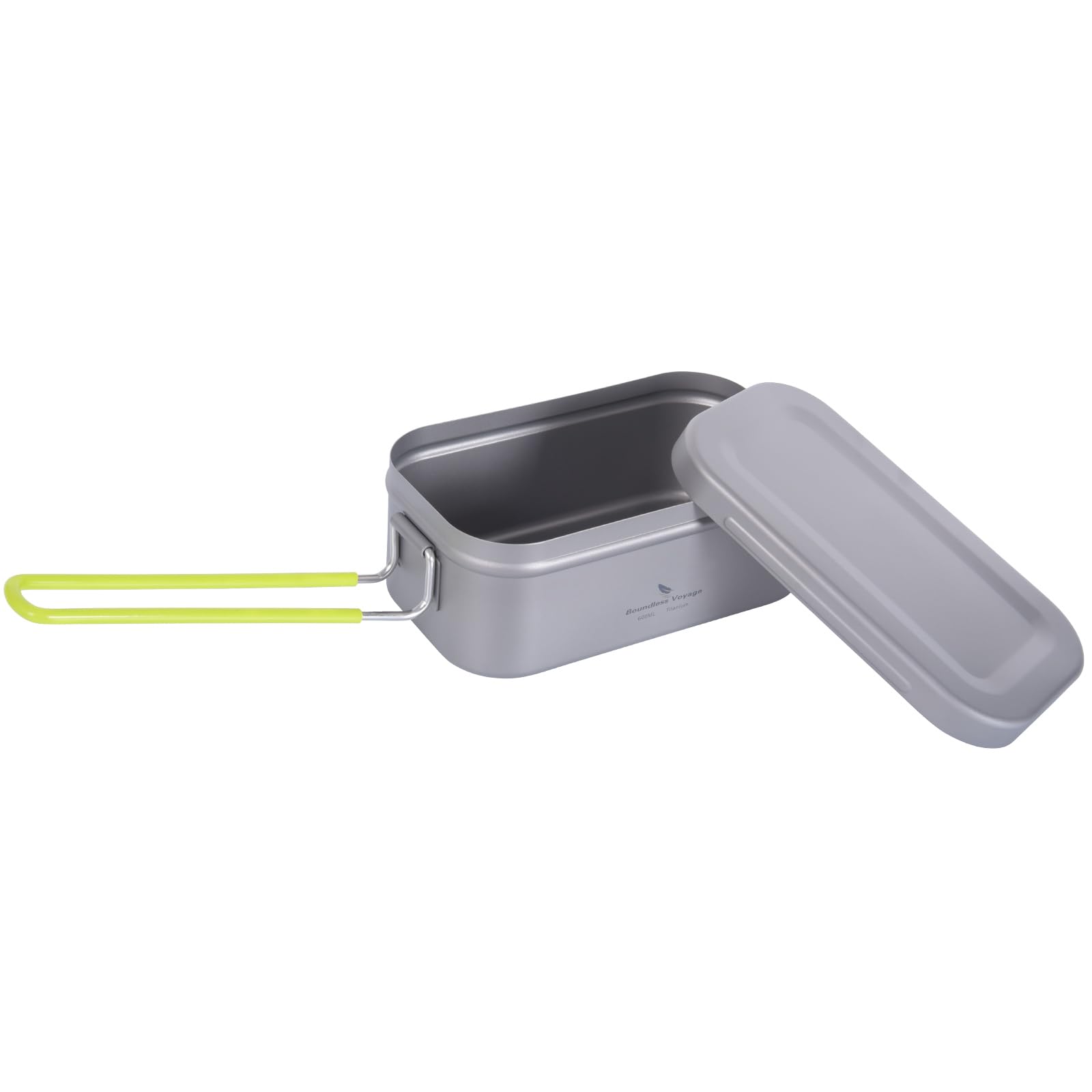 iBasingo 600ml Titan Mess Tin Outdoor Lunch Boxen Camping Pfanne Quadratische Messdose Schüssel Single Layer Bento Tragbares Leichtes Geschirr mit Erbrühungsschutzgriff Mini Dämpfgestell Ti2081C