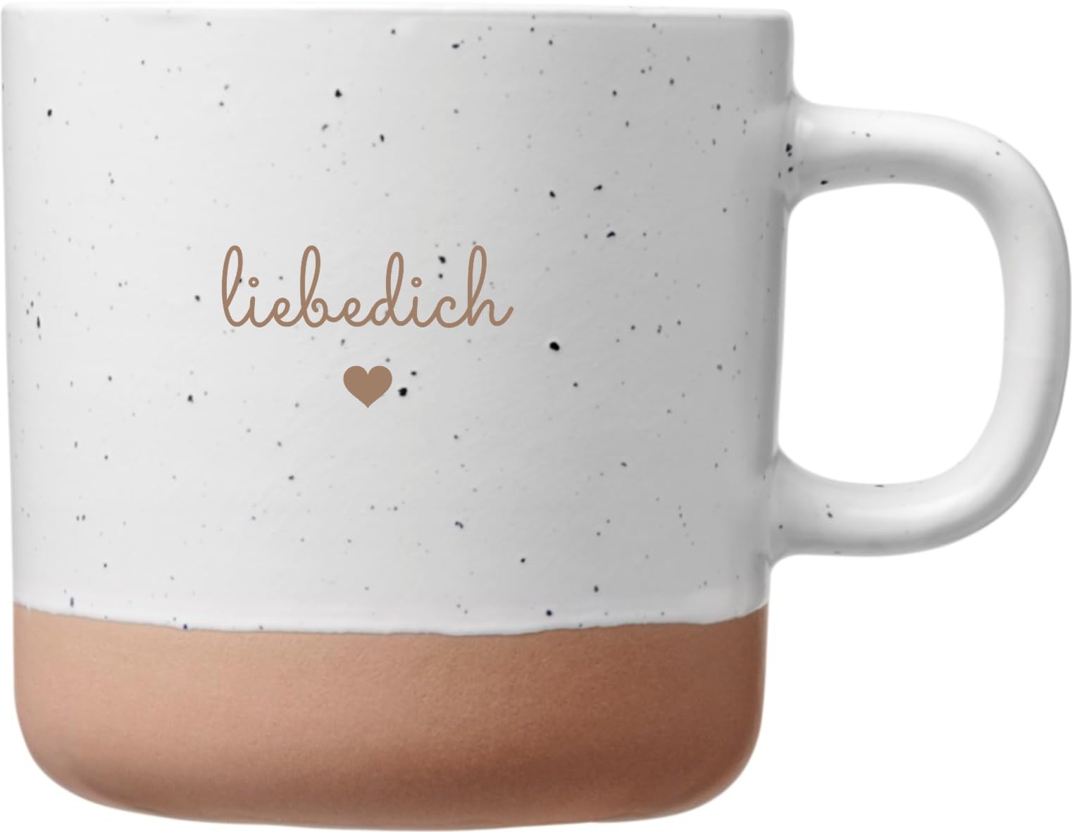 Laser Tattoo Liebedich Keramik Kaffeetasse mit Lasergravur, 360ml, Sprenkel-Optik, Wiederverwendbar, Modern, Geschenk für Muttertag, Valentinstag, Geburtstag (Weiß)