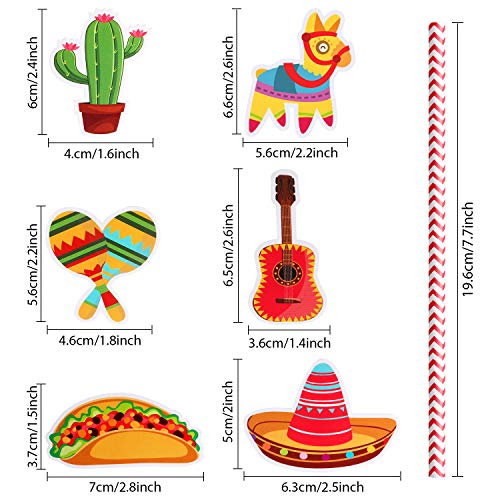 Blulu 72 piezas pitillos temáticos mexicanos para fiesta miniatura 3