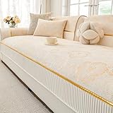  Housse de canapé beige de qualité supérieure pour canapé 14 places en velours doux et épais anti-rayures pour chiens et chats - 90 x 180 cm