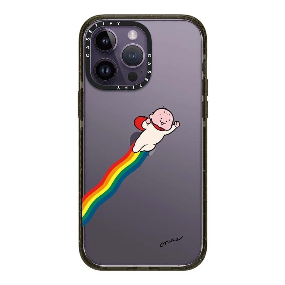 CASETiFY インパクト iPhone 14 Pro Max ケース [MIL規格準拠 (4x MIL-STD-810G)/2.5mからの落下試験をクリア] - Super Hero By Taro Oono - グロッシー ブラック