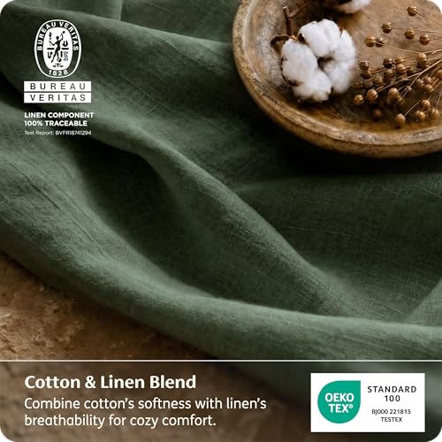 Image of Bedsure PureWoven Linen Sheets Queen Size, Cotton Linen Blend Sheets, 4PCS
