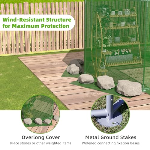 Image of MU 7x7x7.6 FT Greenhouses for Outdoors, Heavy-Duty Green House for Outside, Walk in Winter Greenhouse with 180g Double Layer PE Cover, Ground Stakes, Great for Garden /Patio /Backyard
