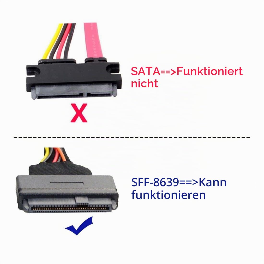 chenyang PCIe 4.0 SFF-8643 auf SFF-8639 Kabel mit SATA-Stromversorgung für U.2 SFF-8639 NVME SSD Motherboard Interne Erweiterung 1,64 FT/0,5M