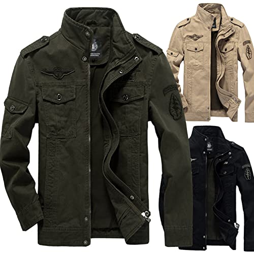 MERCIYD Veste demi-saison militaire pour homme Col montant Veste d'aviateur en coton bomber Plusieurs poches Veste militaire - Image 3