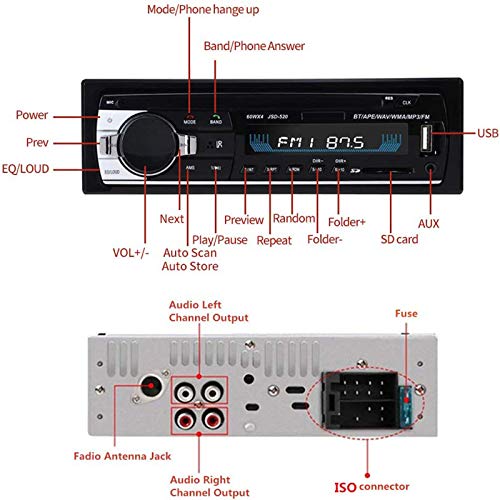 Aigoss Bluetooth Car Stereo, 4x60W Car Audio FM Radio, MP3 Player USB/SD/AUX Hands Free Calling with Wireless Remote Control