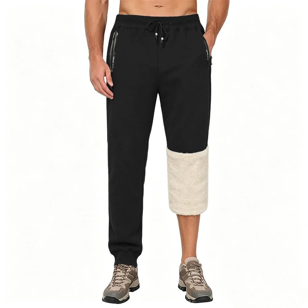 ZOXOZ Jogginghose Herren Baumwolle Sherpa Warme Gefüttert Winter Fleecehose Traininghose Sporthose Winterhose