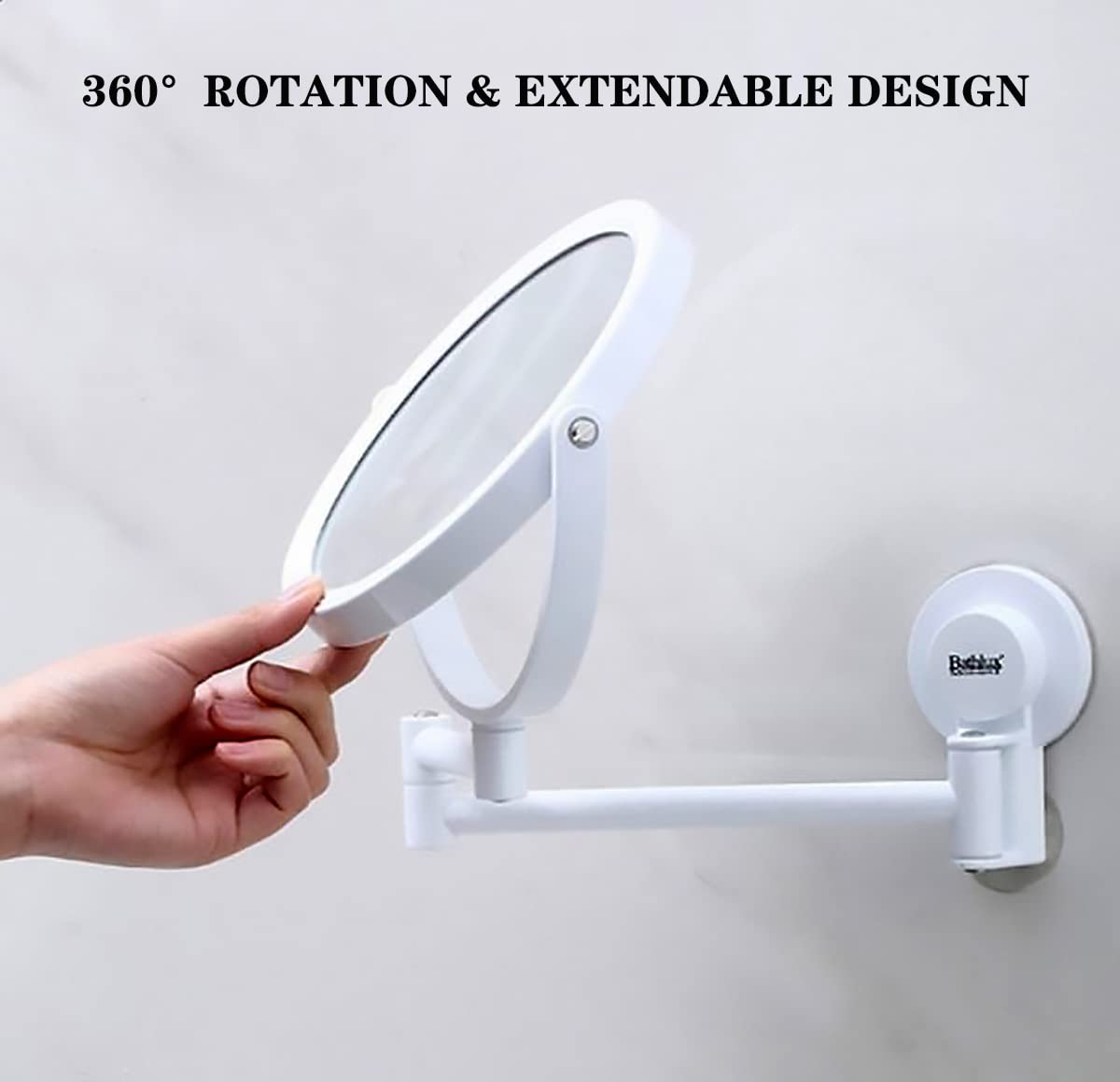 Specchio Trucco Da Parete - Doppia Faccia 1X/2X, Girevole 360°, Ventosa, Impermeabile - Foto 7