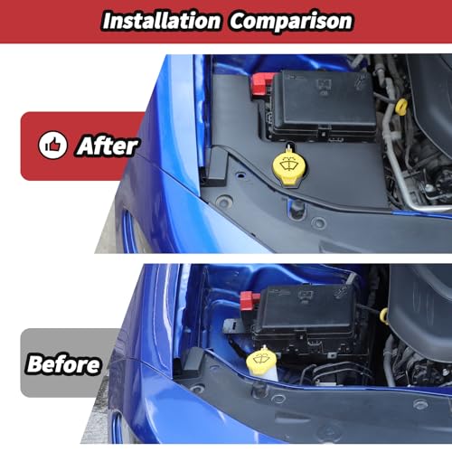 Image of JeCar Black Windshield Washer Tank Engine Bay Dust Cover Accessories for Dodge Charger 2011+ & Challenger 2015+