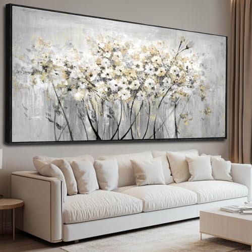 Image of VAYIMDH Green Wall Art Flowers Wall Decor Floral Paintings Extra Large Artwork Arts Nature Pictures for Home Office 36 inchx70 inch
