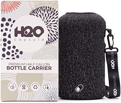 H2O Capsule Water Bottle Holder with Shoulder Strap - Half Gallon Water Bottle Accessories – Neoprene Sleeve with Phone Holder – 74oz Drink Bottle Carrier for Walking and Hiking