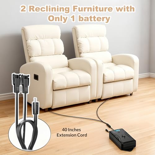 Image of SWANPOW Battery Pack for Reclining Furniture, 2500mAh Universal Recliner Battery Pack Rechargeable with LED Display for 2-Pin Electric Recliner, Sofa, Lift Chair, Couch, Motion Furniture